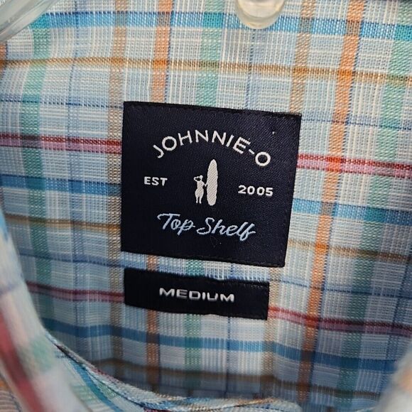 Johnnie-O Shirt Button Up Shirt Mens Medium Long Sleeve Top Shelf Blue Plaid - Picture 3 of 12